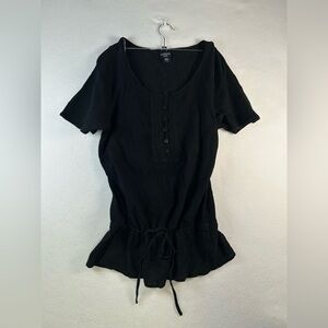 Canyon River Blues Cotton Black Short-Sleeve Top with Drawstring